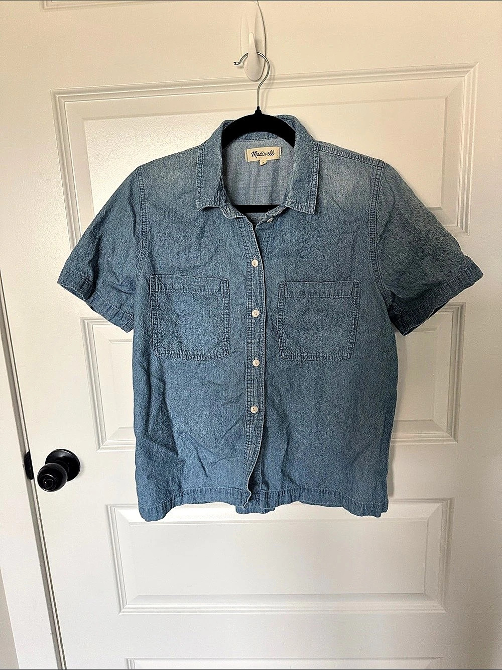 Madewell Denim Short-Sleeve Button-Up Shirt Blue Medium